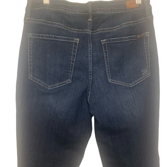 Seven7 Fashion Hayden Crop Jeans 10 Blue Womens Straight Leg Raw Hem Stretch - Picture 6 of 11